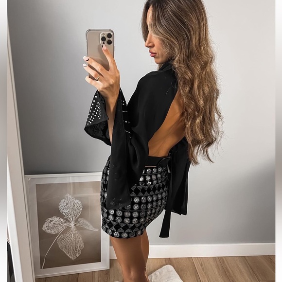 Zara rhinestone velvet skirt - Picture 8 of 16